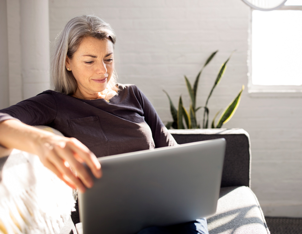 Woman taking a health risk assessment 